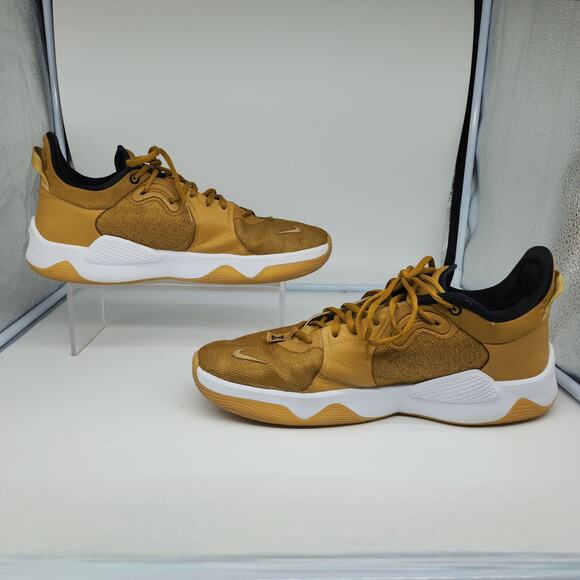 Nike PG 5 Wheat Shoes Mens 14 Gold Metallic Grain Paul George Basketball - Picture 2 of 16